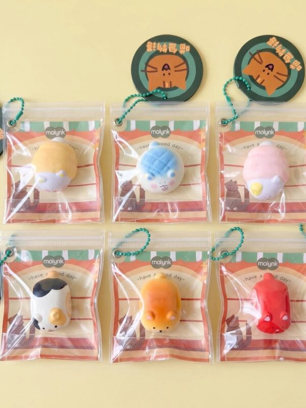 Cute Cat Bread Squishy Keychain Slow Rising Stress Relief Bag Pendant
