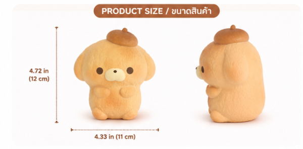 03_product_size Nunu Puppy Bread Squishy Soft Slow Rebound Anxiety Relief Sensory Toy