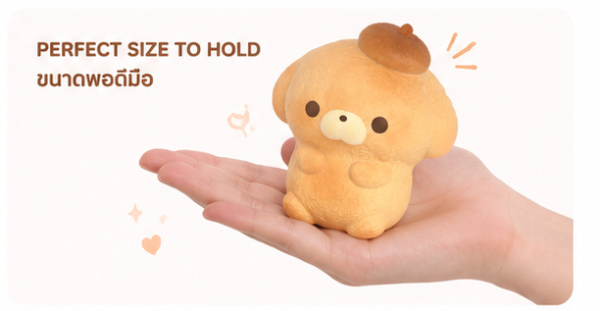 04_hand_display Nunu Puppy Bread Squishy Soft Slow Rebound Anxiety Relief Sensory Toy