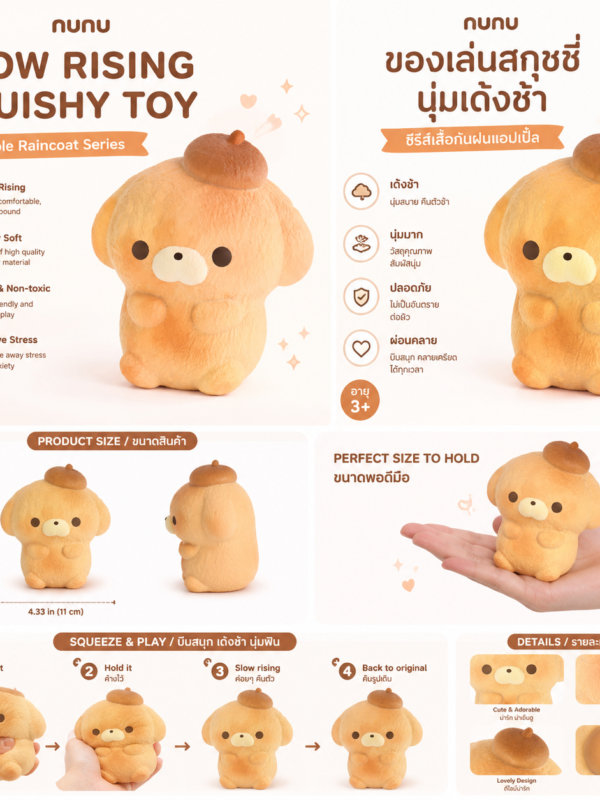 Nunu Puppy Bread Squishy Soft Slow Rebound Anxiety Relief Sensory Toy