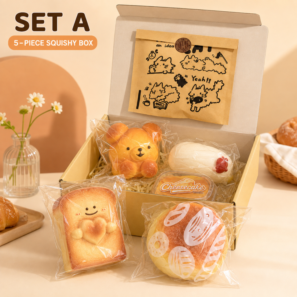 Poke 5pcs Bread Squishy Gift Box-surprise gifts inside